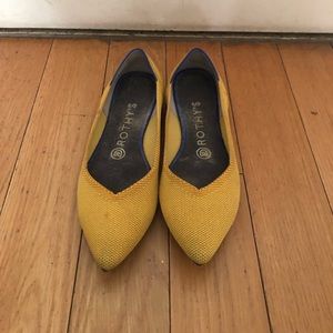 Rothy’s Marigold Yellow/Blue Contrast Pointed Toe Flats